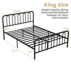 Costway King Size Metal Bed Frame w/ Headboard Platform Bed w/ Metal Slats Support