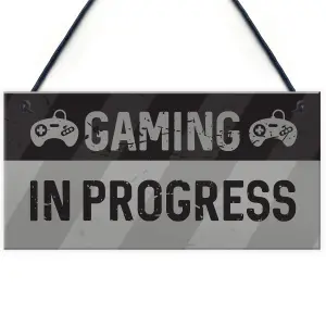 Novelty Gaming In Progress Sign For Boys Bedroom Man Cave Gamer Gift For Son