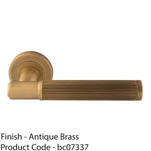 Premium Reeded Lines Door Handle Set - Antique Bass Designer Lever Round Rose