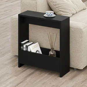 Beeler Modern Slim Compact Side Table Black