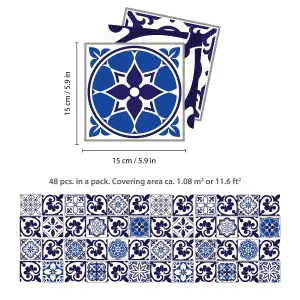 Walplus Cala Blue Mediterranean Combo Tile Stickers