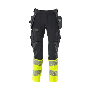 Mascot Accelerate Safe Trousers with Holster Pockets - Dark Navy/Hi-Vis Yellow   (42.5) (Leg Length - Long)