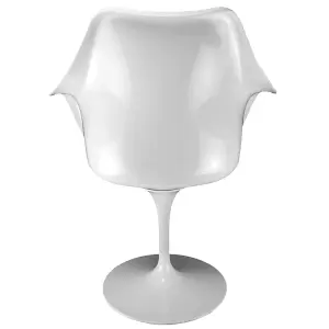 White Tulip Armchair with Luxurious Yellow Cushion