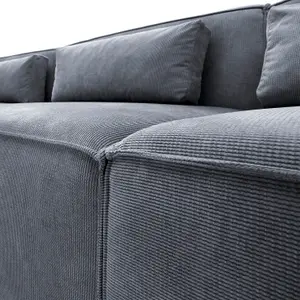 Doris Modular Extended Corner Sofa in Dark Grey Cord Chenille