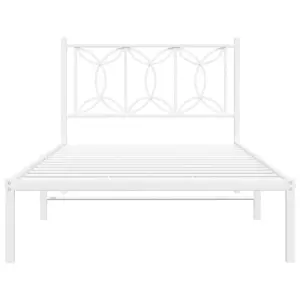 Berkfield Metal Bed Frame without Mattress with Headboard White 100x200cm