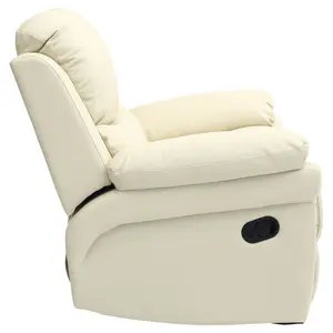 Madison Bonded Leather Recliner Armchair Sofa Home Lounge Chair Reclining Gaming (Cream)