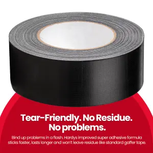 Hardys Black Duct Tape (L) 50m (W)50mm - 220um Thick, Waterproof Backing, Extra Strong Adhesive Formula, Easy Tear Perforations