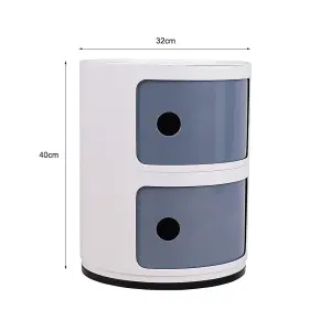 Cylindrical Multi Tiered Plastic Bedside Storage Drawers Unit Drawer Bedside Chest 40cm H