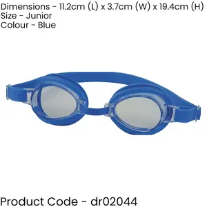 Junior Blue Swimming Goggles - Adjustable Strap & Nose Bridge Pool Holiday