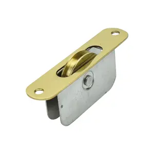 Sash Heritage 1 3/4 Inch Ball Bearing Brass Wheel Pulley with Radius Faceplate - Polished Brass