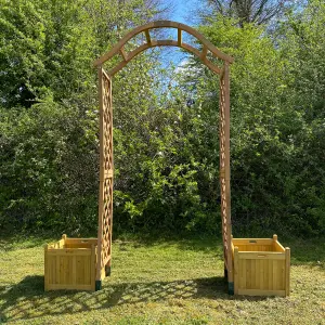 Dorchester Wooden Arch with Planters and Ground Spikes