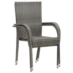 Berkfield Stackable Outdoor Chairs 2 pcs Grey Poly Rattan