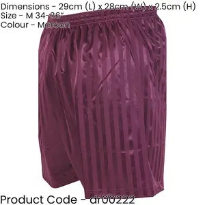 M - MAROON Adult Sports Continental Stripe Training Shorts Bottoms - Football