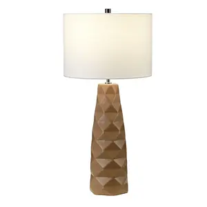 Table Lamp Geometric Shape Finial Cream Shade Vintage Caramel LED E27 60W