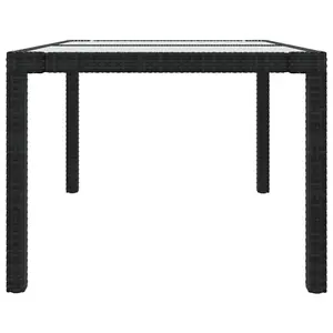 Berkfield Garden Table 150x90x75 cm Tempered Glass and Poly Rattan Black