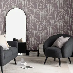 Next Wisteria trails Mauve Smooth Wallpaper