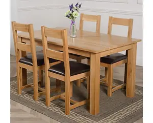 Oslo 150 x 90 cm Medium Oak Dining Table and 4 Chairs Dining Set with Lincoln Chairs