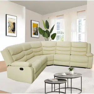 Sorreno Bonded Leather Recliner Corner Sofa In Ivory