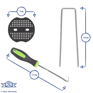 Harbour Housewares 110gsm Weed Control Membrane Set with Pegs & Plates - 2m x 100m (4 Rolls)