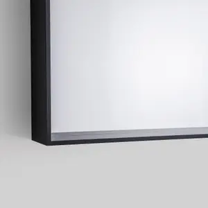 Edge-Black 1000, Illuminated rectangular wall mirror with Black frame, with LED 100x70x13 cm Black