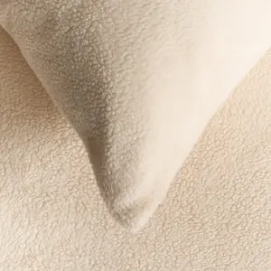 Teddy Fleece Pillowcase Cover Bedding Set 2 x Thermal, 50 x 75cm - Cream