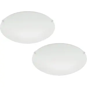 2 PACK Wall Flush Ceiling Light Colour White Shade White Satin Glass E27 1x60W