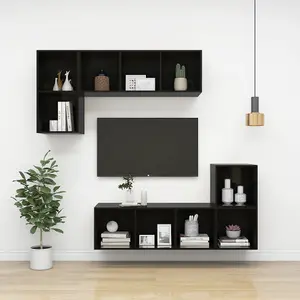 Berkfield Wall-mounted TV Cabinet High Gloss Black 37x37x107 cm Engineered Wood