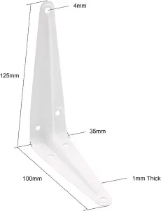 EAI - London Shelf Bracket - 125x100x35x1mm - White - Pack of 10