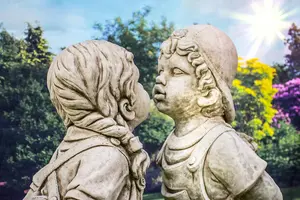 Large Boy and Girl 'Young Love' Garden Ornament