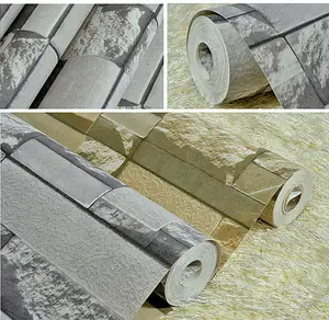 Grey 3D Stone Effect Wallpaper DIY Fabric Wallcovering for Home Bedroom 950 cm