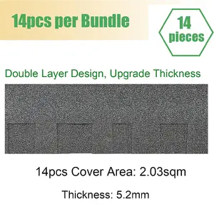 14 Pcs Asphalt Roof Sheet,Bitumen Shed Roof Tiles,Black, Coverage of 2m²