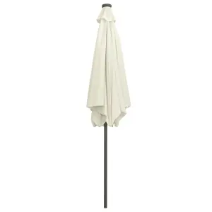 Berkfield Parasol with LED Lights and Aluminium Pole 300 cm Sand White