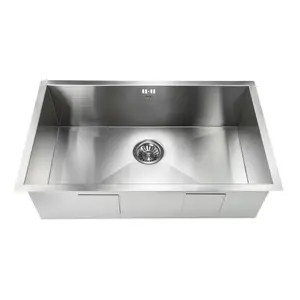 ENKI, Bali, KS001, Brushed Stainless Steel Rectangular Kitchen Sink, Undermount Topmount Fitting into Sink Unit, Large Sink Bowl,