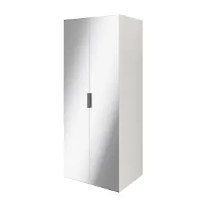 GoodHome Atomia Freestanding Matt white Particle board Mirrored Double Wardrobe (H)1875mm (W)750mm (D)580mm