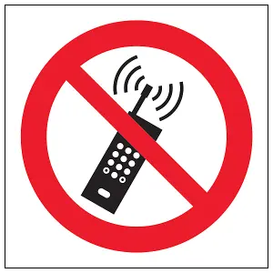 No Mobile Phones Logo Prohibited Sign - Rigid Plastic - 100x100mm (x3)