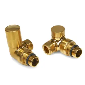 Brushed Brass Corner Manual Radiator Valve Pair