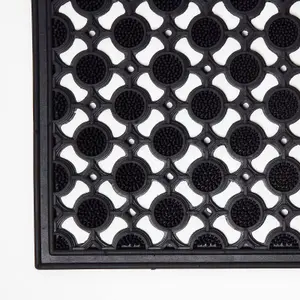 Homescapes Black Wrought Iron Effect Rubber Doormat 70 x 40 cm