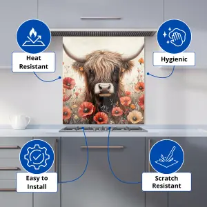 Monkey Face Splashart with Blue Premium Glass Kitchen Splashback W700mm x H750mm