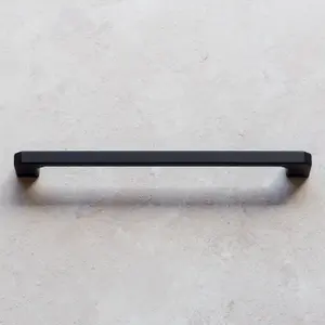 160mm Matt Black Cabinet Handle Slim Square Cupboard Drawer Door Pull Bedroom Bathroom Wardrobe Furniture Replacement Upcycle