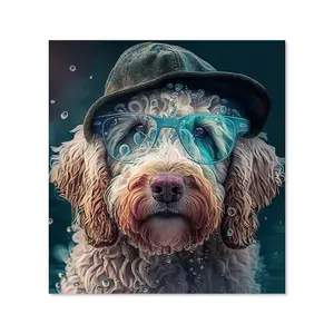 Labradoodle Dog Splashart Premium Glass Kitchen Splashback W600mm x H750mm