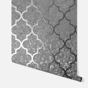 Arthouse Velvet Trellis Gunmetal Wallpaper