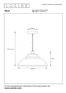 Lucide Isla Modern Pendant Light 29cm - 1xE14 - Pastel Blue