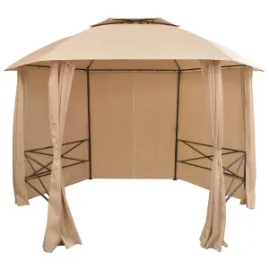 Berkfield Garden Marquee Pavilion Tent with Curtains Hexagonal 360x265 cm