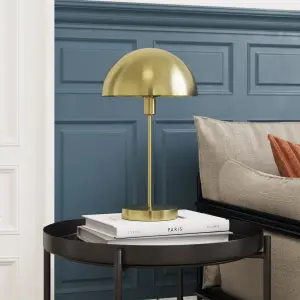 GoodHome Songor Modern Round Brushed Brass effect Eco halogen Table lamp