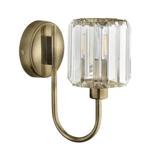 Luminosa Berenice Glass Shade Wall Lamp Antique Brass