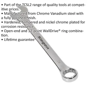 Premium 25mm Hardened Steel Combination Spanner - Chrome Vanadium Wrench for Professionals