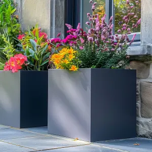 50cm Zinc Matte Grey Square Planter