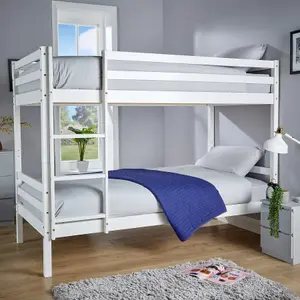 Home Source Hendon Children's Wooden Single Bunk Bed White