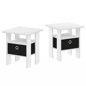 Joseph Side Table Nightstand with Bin Drawer, 2 per set (Set of 2) White