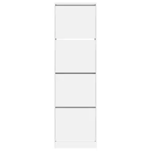 Berkfield Shoe Cabinet with 4 Flip-Drawers White 60x42x204 cm